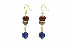 Akola"African Queen" Lapis and Pyrite Dangle Earrings