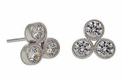 Leslie Greene 1.5 Ct Diamond Simulant 14K Gold Clad Sterling Cluster Earrings