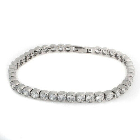 QVC Steel by Design Crystal Clear Stainless Steel 6.75" Tennis Bracelet