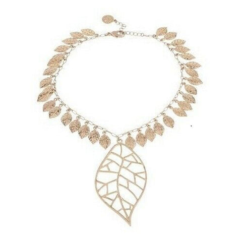 QVC Jessica Simpson Collection 14K Yellow Gold Over Necklace Leaf Pendant - Yellow Gold