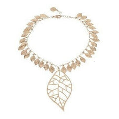QVC Jessica Simpson Collection 14K Yellow Gold Over Necklace Leaf Pendant