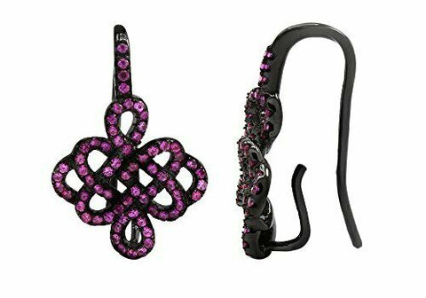 Celtic knot Pink Cubic Zirconia Drop Earrings In Black Rhodium 925 Sterling
