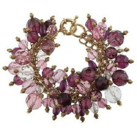 QVC Isaac Mizrahi Live! Purple Acrylic Beads Multi-Charm Bracelet