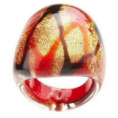 QVC MILOR Murano Glass Red Splatter Design Dome Ring Size 6.75