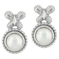 QVC Or Paz Cultured Pearl Sterling Silver Butterfly Stud Earrings