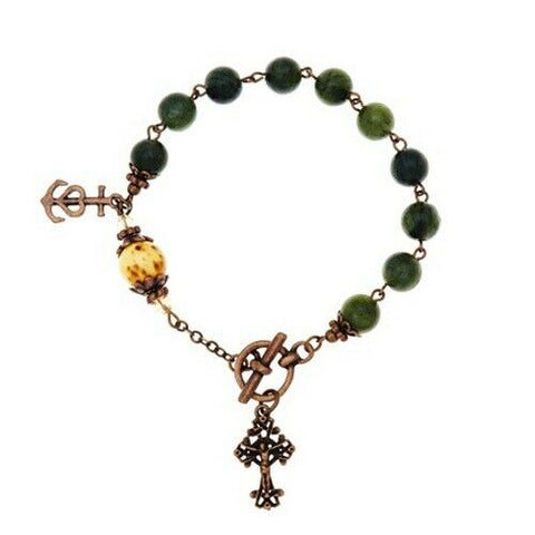 QVC Yellow Connemara Marble Antiqued Rosary Average Bracelet