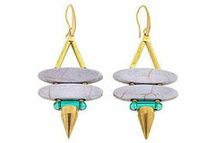 David Aubrey Colored Stone Double Marquise Spike Drop Earrings-Gray QVC