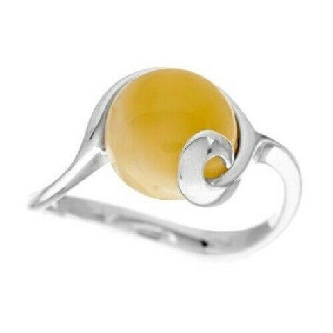 QVC Milky Baltic Amber Sterling Limited Edition Polished Ring Size 9