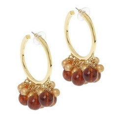 Kenneth Jay Lane Fashion Guru Tortoise Gold Beads Hoop Earrings