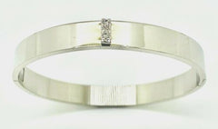 QVC Stainless Steel Crystal Initial " I " Bangle Bracelet SZ.6-3/4"
