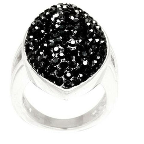 QVC Steel by Design Black Crystal Marquise Design Ring Size 8