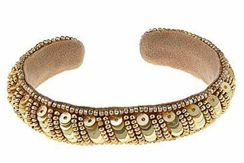Deepa by Deepa Gurnani Bead and Sequin Cuff Bracelet - Golden