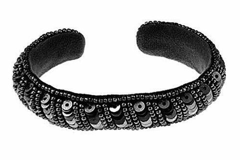 Deepa by Deepa Gurnani Bead and Sequin Cuff Bracelet - Black