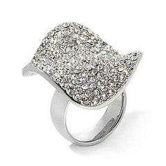 HSN Sigal Style Stainless Steel Wave Crystal Ring Size 5