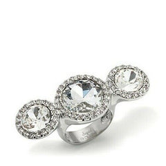 HSN Sigal Style Round Shape Clear Crystal 3-Stone Ring Size 5