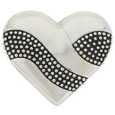 QVC Stainless Steel Textured & Polished Heart Slide Charm
