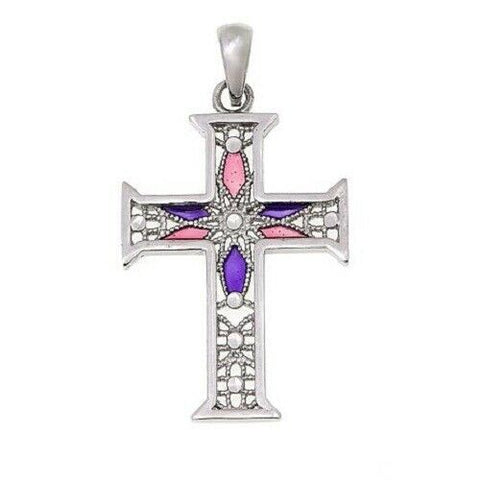 Michael Anthony Jewelry Colored Enamel Swirl Cross Pendant
