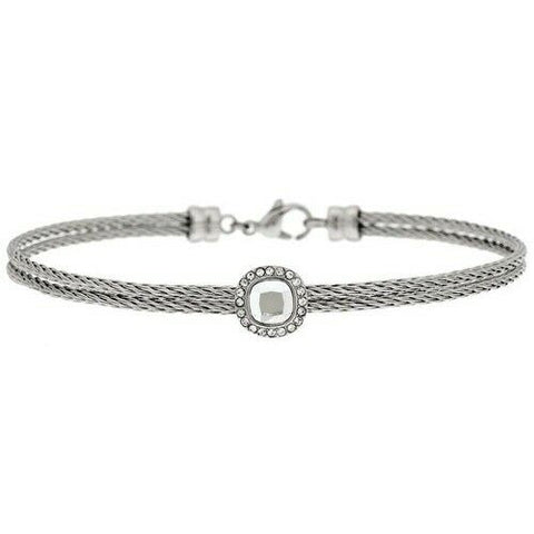 QVC Steel By Design Stainless Steel Clear Crystal Cable Average Bracelet