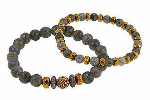 evoted Jewelry Labradorite and Multistone 2pc Bracelet Set