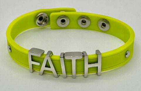 QVC Stainless Steel Faith Silicone Adjustable Bracelet-Parrot green SZ