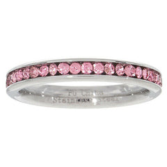 14k Gold Over Birthstone Pink Crystal Eternity Stackable Band Ring Size 6