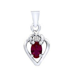 Oval Pink Sapphire 14k White Gold Over Solitaire Pendant