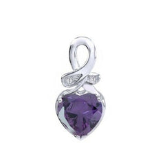 Heart Shape Purple Amethyst 14K White Gold Over Heart Promise Pendant