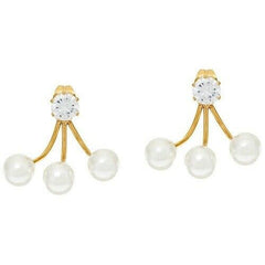 QVC Steel by Design Stainless Steel Crystal & Simulated Pearl Earrings