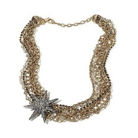 HSN Round Crystal & Beads Multi Chain Star Burst 16" Necklace