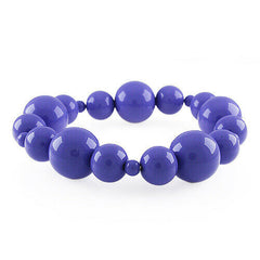 HSN Round Shape Purple Beads Stretch Bracelet
