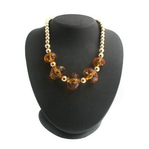 QVC Bold Faceted Crystal Polished Bead Necklace