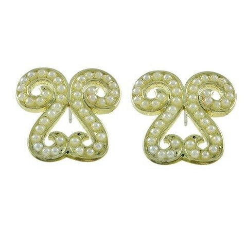 HSN Round Shape Clear Simulated Pearl Stud Earrings