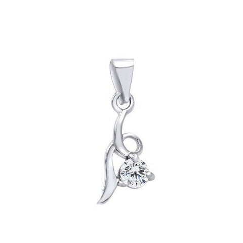 Round Diamond Simulated 14k White Gold Over Solitaire Drop Pendant - White Gold