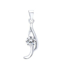 14k White Gold Over Round Diamond Simulated Tension Pendant