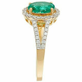 0.90 cttw 14k Solid Gold Precious Emerald Gemstone & Diamond Ring Sz- 8 QVC