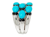 Sleeping Beauty Turquoise & Black Spinel Sterling Ring Sz-5 QVC
