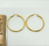 14K Solid Yellow Gold 1-1/2" Polished Hoop Earrings QVC - Yellow Gold