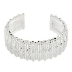 QVC Sterling High Polished Textured Hinged Cuff Bracelet