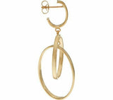 14K Solid Yellow Gold Italian Gold Polished Double Oval Dangle Earrings QVC - Yellow Gold
