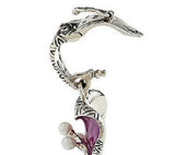 Barbara Bixby 18K Gold Sterling Gemstone Cultured Pearl Orchid Enhancer Pendant