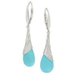 QVC Turquoise Gemstone Vintage Sterling Silver Drop Gift Jewelry Earrings