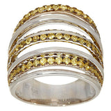 QVC Pave Yellow Sapphire Sterling Silver Wide Ring Size 5