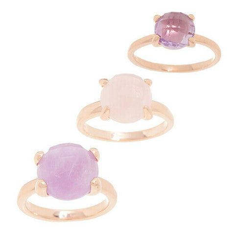 QVC Set of 3 Sterling Silver Gemstone Stack Rings Size-8