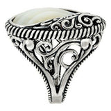QVC Carolyn Pollack Sterling Silver Carved Mother-of-Pearl Ring Size 5