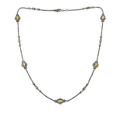 HSN Bali Designs Robert Citrine Marquie Station Solid 18K Gold / SS 22" Necklace