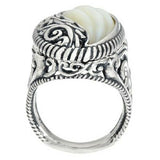 QVC Carolyn Pollack Sterling Silver Carved Mother-of-Pearl Ring Size 5