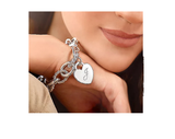 Judith Ripka Sterling Verona Heart Initial "L" Rolo Link Bracelet QVC