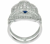 Luv Tia Sterling 1.00 cttw Sapphire & White Topaz Hamsa Ring-Size7