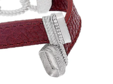 Judith Ripka Sterling Verona Curb Link Merlot Leather 6-3/4" Bracelet