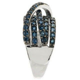 QVC 2.00 ct Blue Sapphire Highway Style Sterling Band Ring Size 5